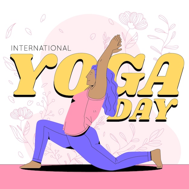 Giornata internazionale piatta organica dell'illustrazione di yoga