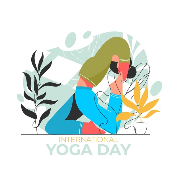 Organic flat international day of yoga illustration