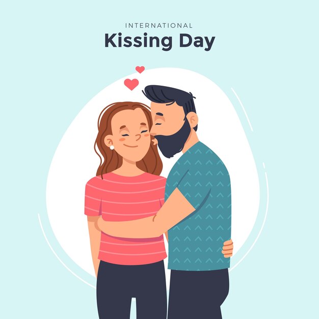 Organic flat international kissing day illustration