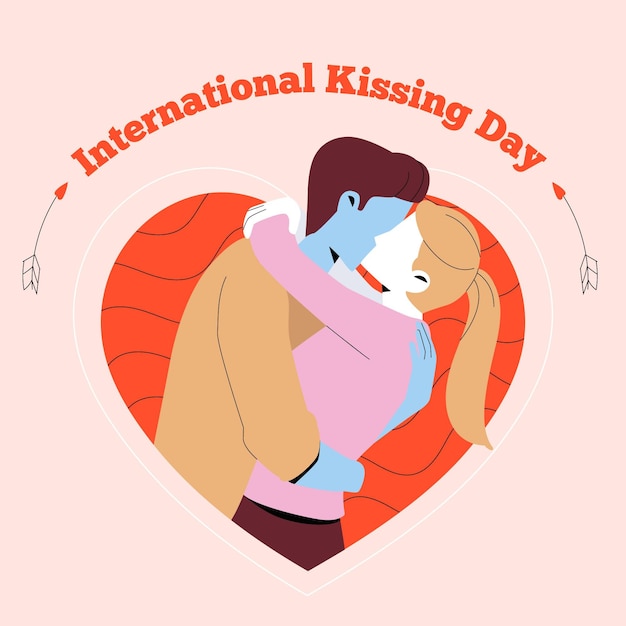Illustrazione di giorno di bacio internazionale piatto organico