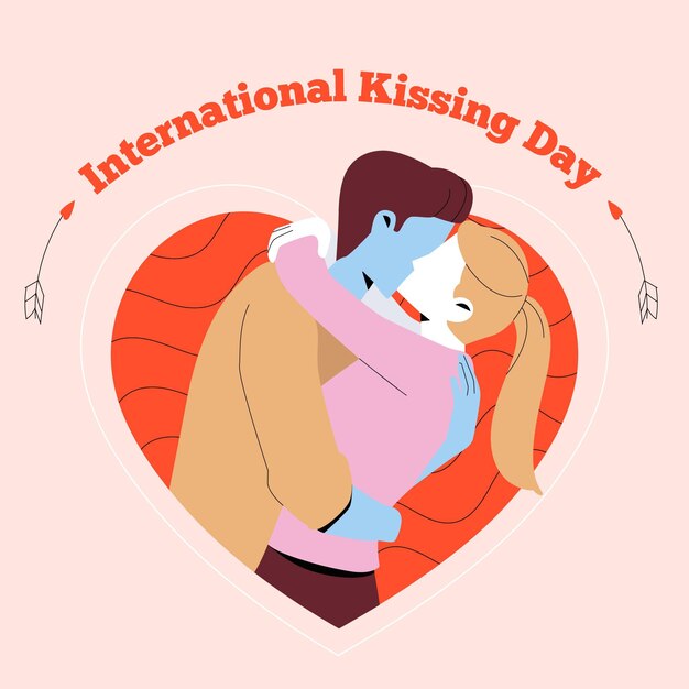 Organic flat international kissing day illustration