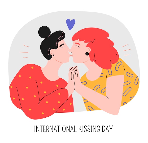 Органическая плоская иллюстрация международного дня поцелуев