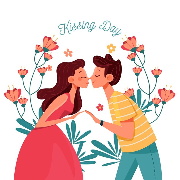 Organic flat international kissing day illustration