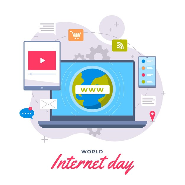 Organic flat internet day illustration