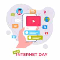 Free vector organic flat internet day illustration