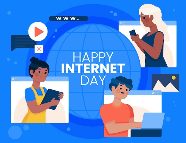 Organic flat internet day illustration