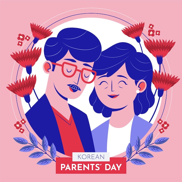 Бесплатное векторное изображение Органическая плоская иллюстрация ко дню родителей в корейском стиле