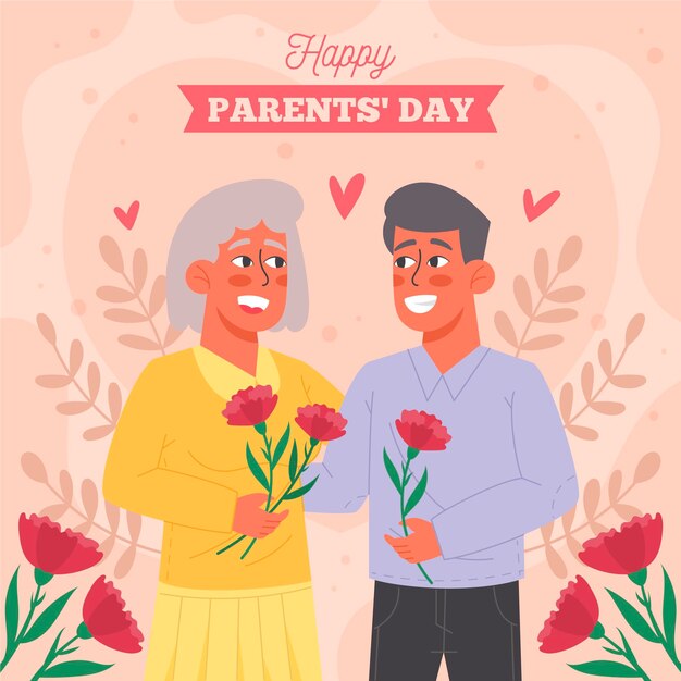 Organic flat korean parents' day illustration