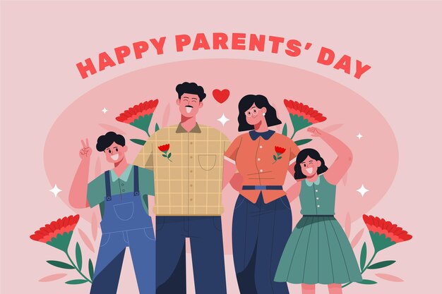 Free Vector organic flat korean parents' day illustration