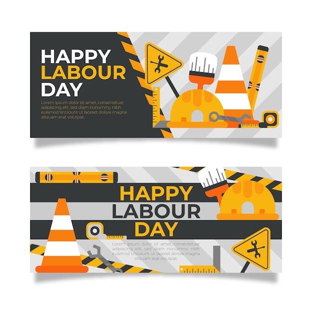 Organic flat labour day banners set