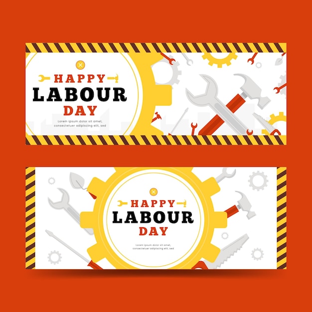 Organic flat labour day banners