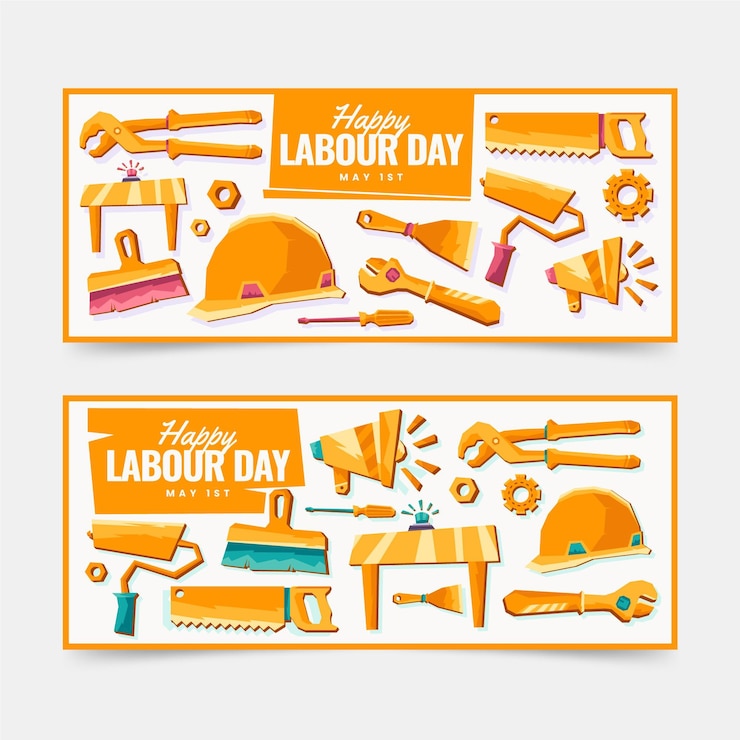 Free Vector organic flat labour day banners