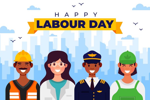 organic flat labour day illustration