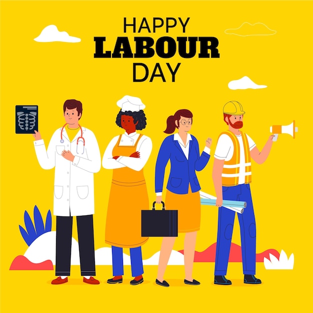 Organic flat labour day illustration