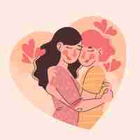 Free vector organic flat lesbian couple illustration