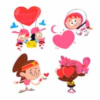 Free vector organic flat love sticker collection