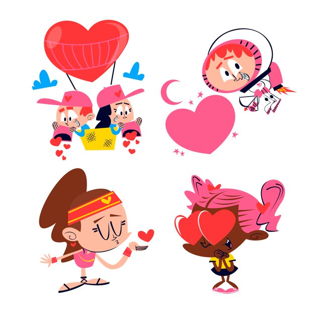 Organic flat love sticker collection