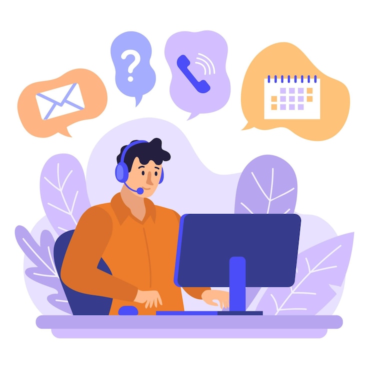 Free Vector organic flat man customer support