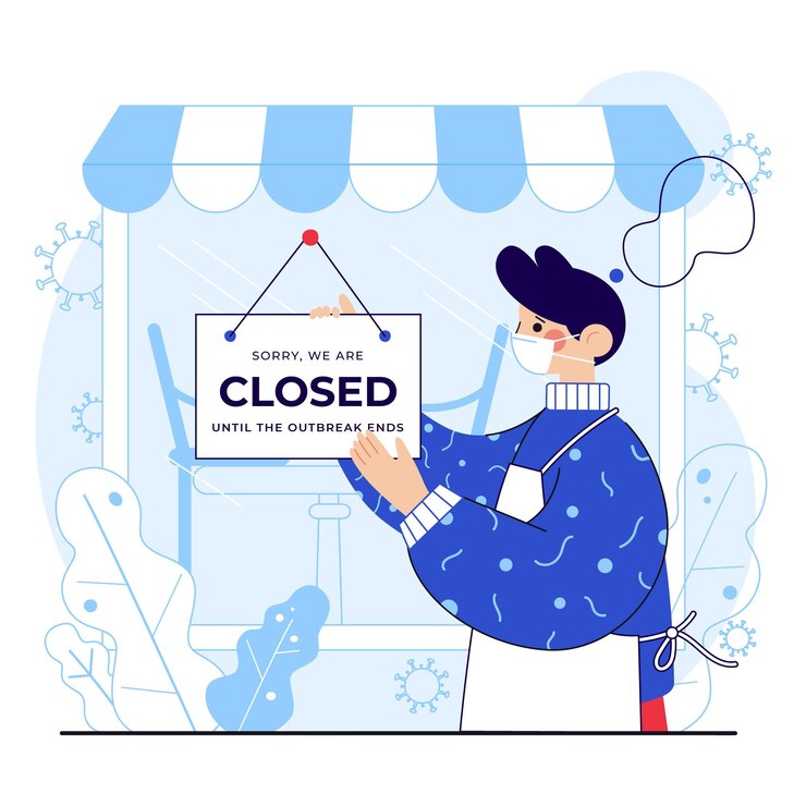 मुफ़्त वेक्टर organic flat man hanging a closed signboard