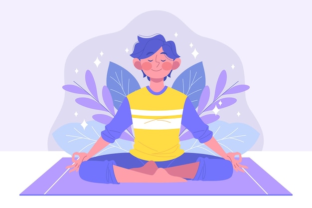 Organic flat man meditating