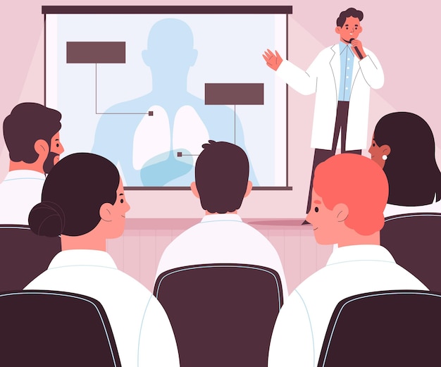 Free vector organic flat medical conference illustration