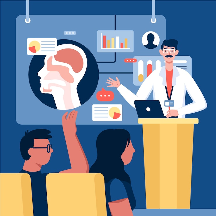 Free Vector organic flat medical conference illustration