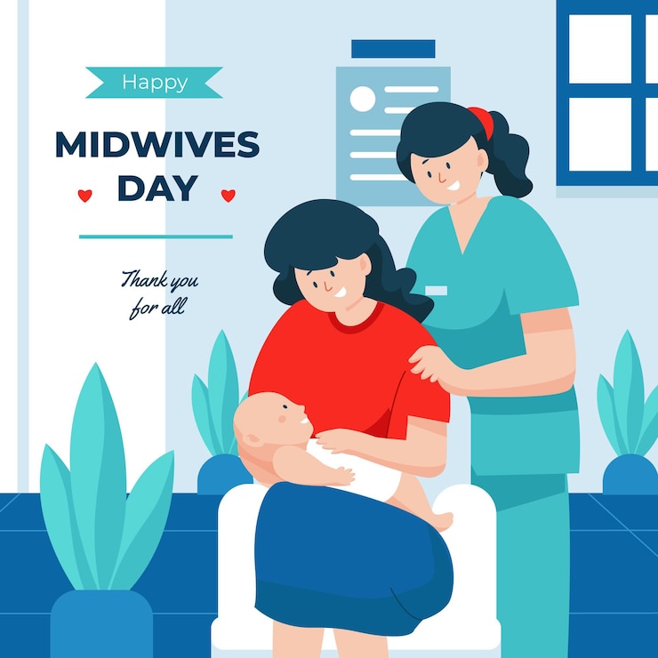 Free Vector organic flat midwives day illustration