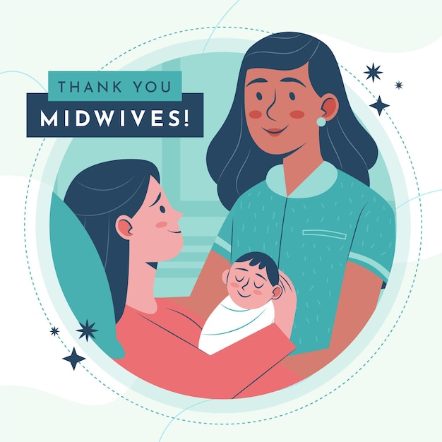 Free vector organic flat midwives day illustration