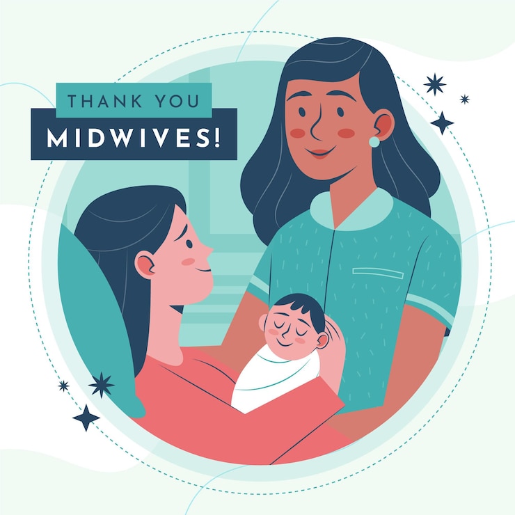 Free Vector organic flat midwives day illustration
