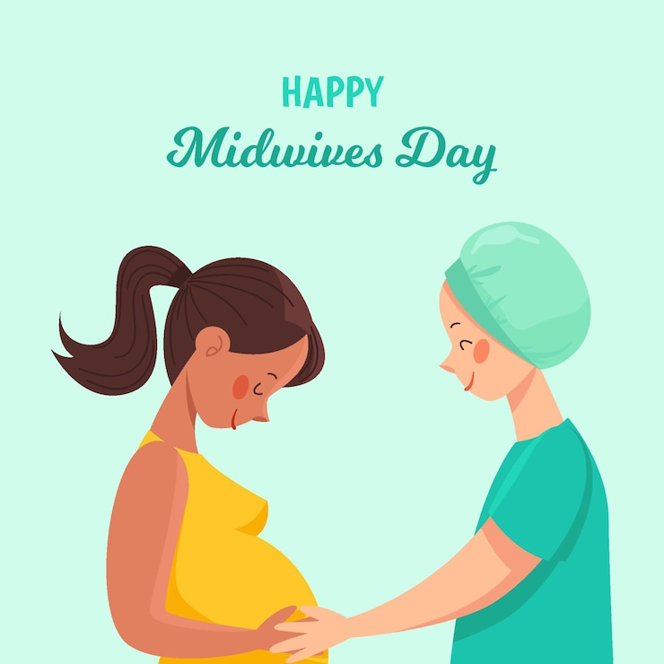 Free Vector organic flat midwives day illustration