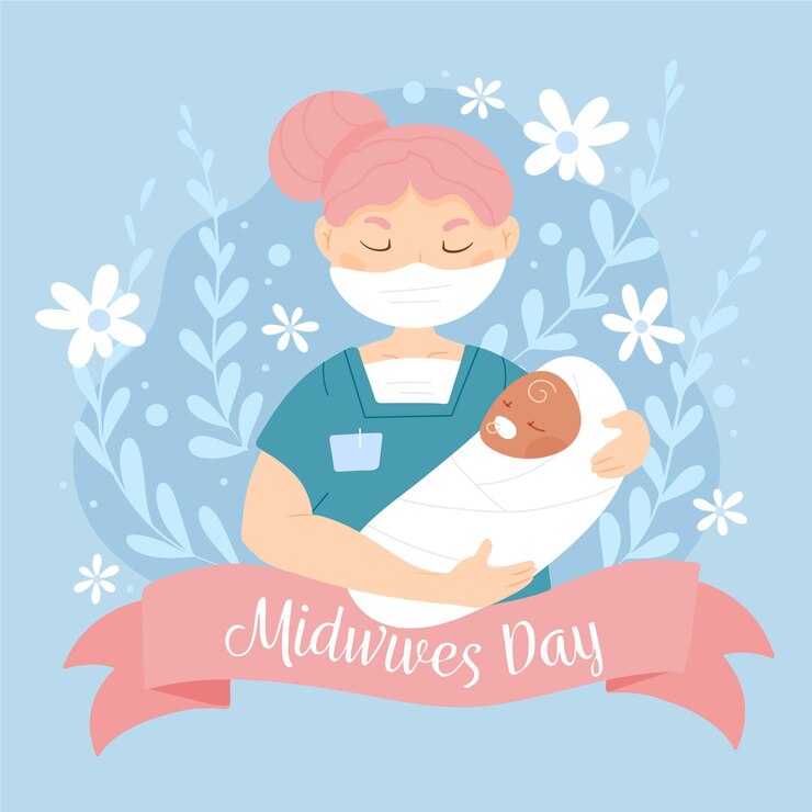 Free Vector organic flat midwives day illustration