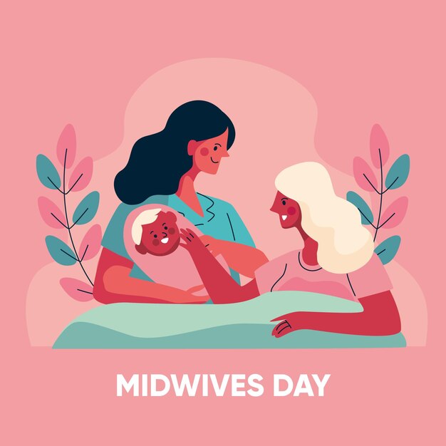 Free vector organic flat midwives day illustration