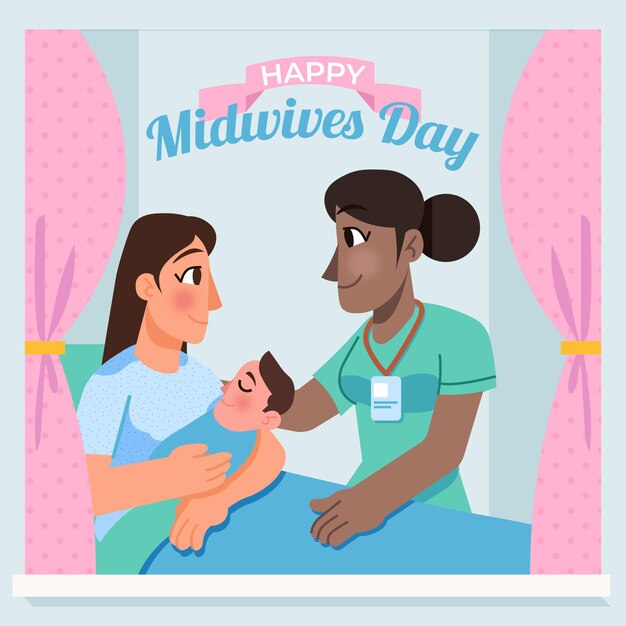 Organic flat midwives day illustration