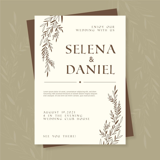 Organic flat minimalist wedding invitation template