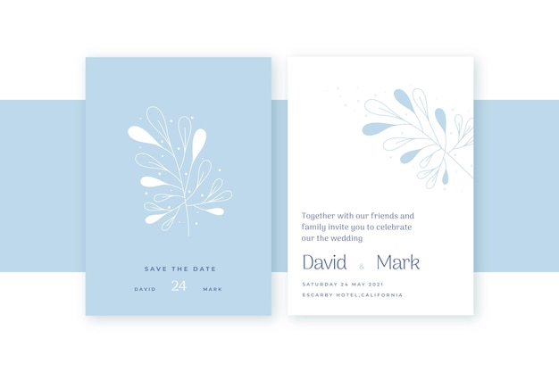 Free vector organic flat minimalist wedding invitation template