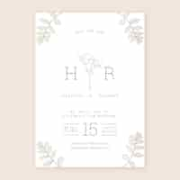 Free vector organic flat minimalist wedding invitation template