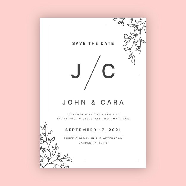 Organic flat minimalist wedding invitation template