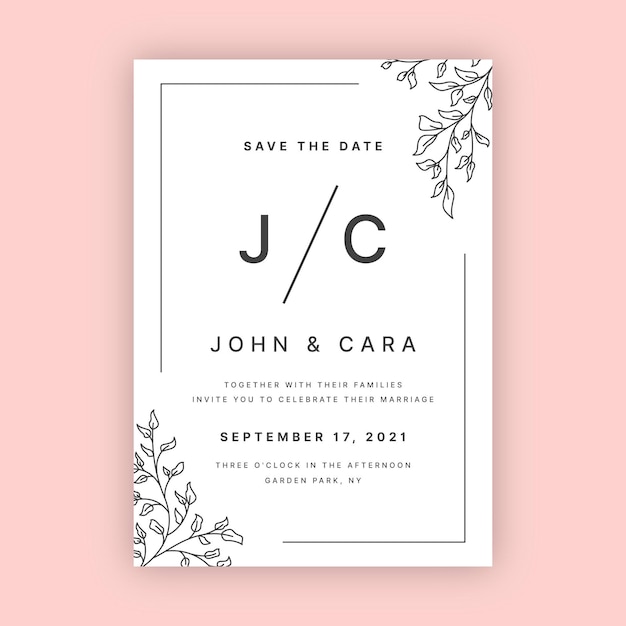 Organic flat minimalist wedding invitation template