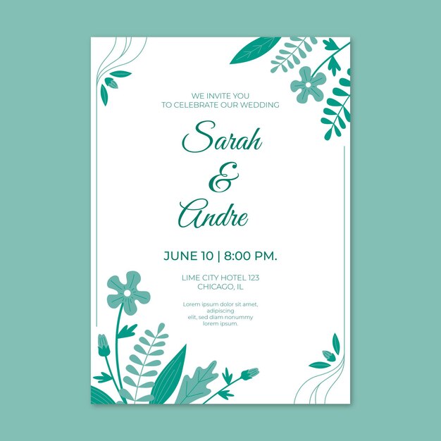 Organic flat minimalist wedding invitation template