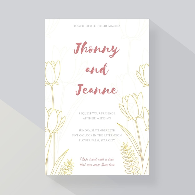 Organic flat minimalist wedding invitation template