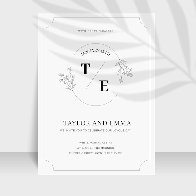 organic flat minimalist wedding invitation