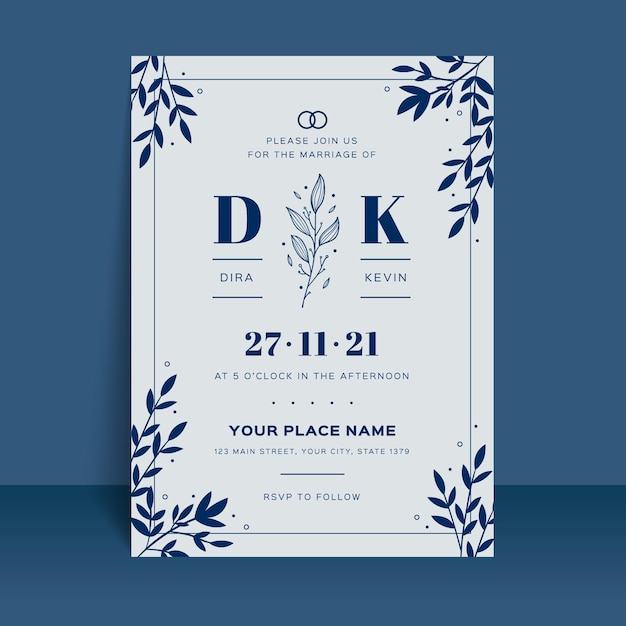 Free vector organic flat minimalist wedding invitation