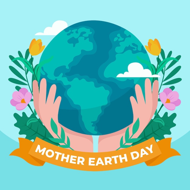 Organic flat mother earth day illustration