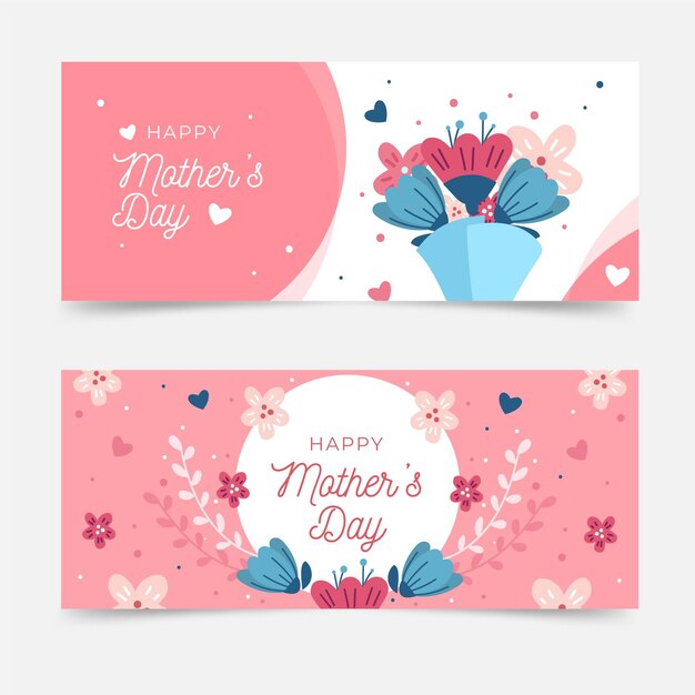 Organic flat mother's day banners set