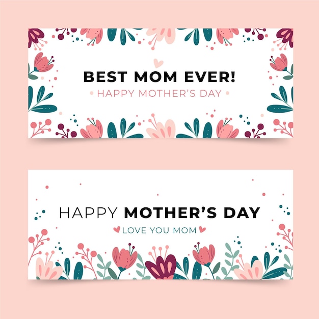 Organic flat mother's day banners set