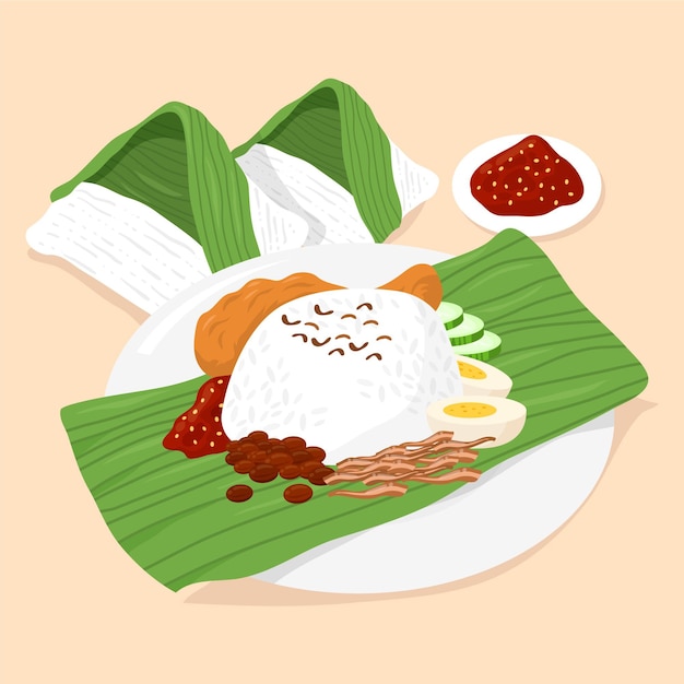 Free vector organic flat nasi lemak illustrated