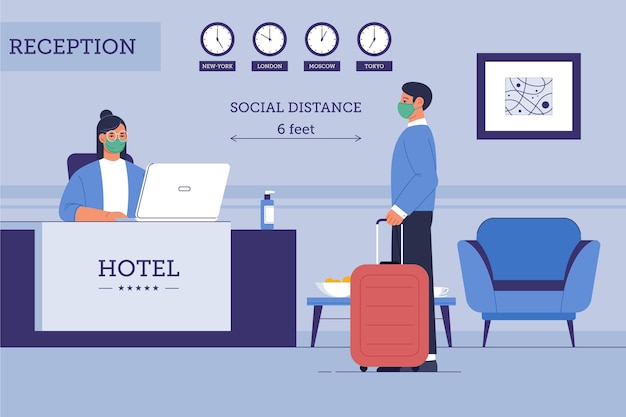 Free vector organic flat new normal in hotels