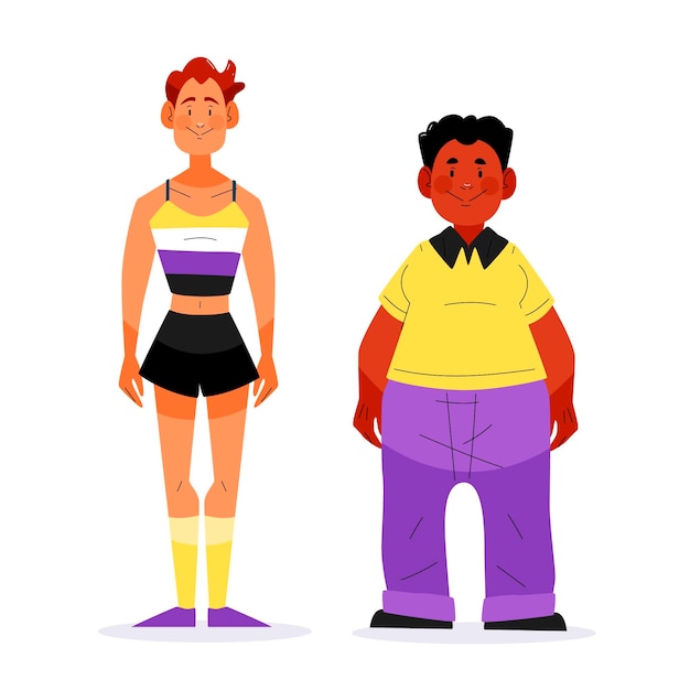 Free vector organic flat non-binary people collection