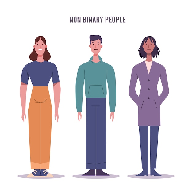Free vector organic flat non binary people illustration