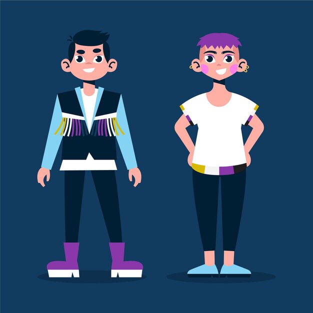 Organic flat non binary people illustration